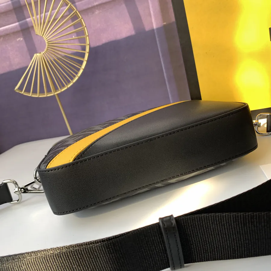 F7M0286 Black and Gold Compact Crossbody Bag