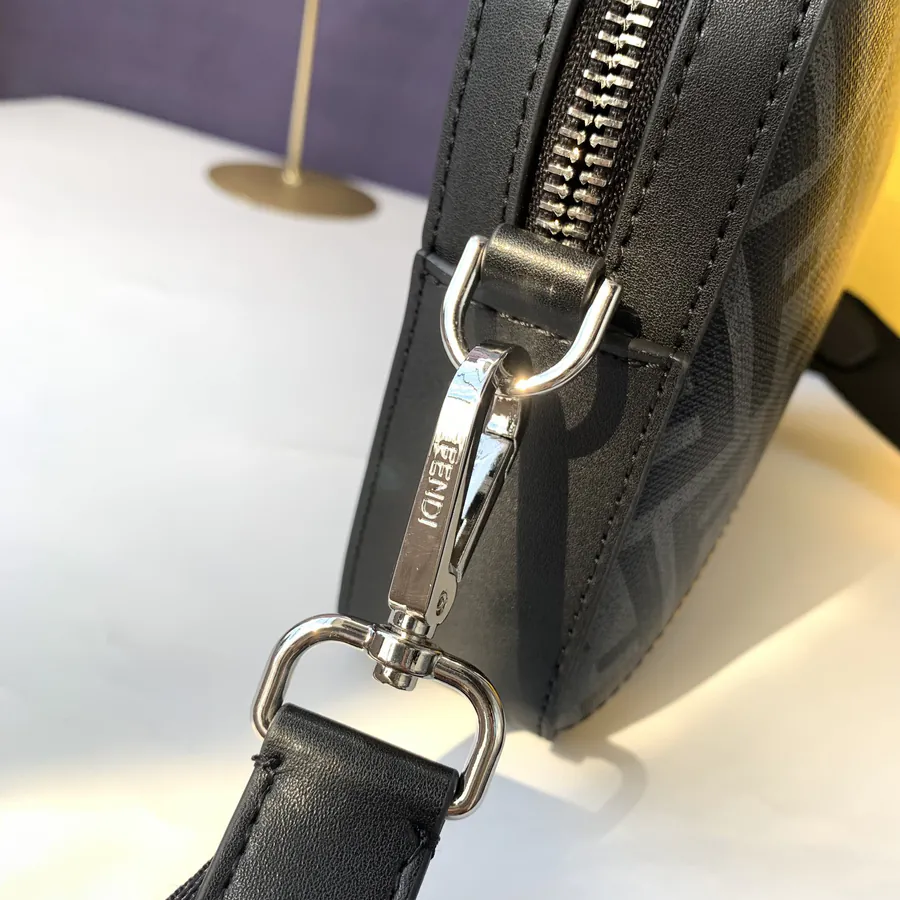 F7M0286 Black and Gold Compact Crossbody Bag