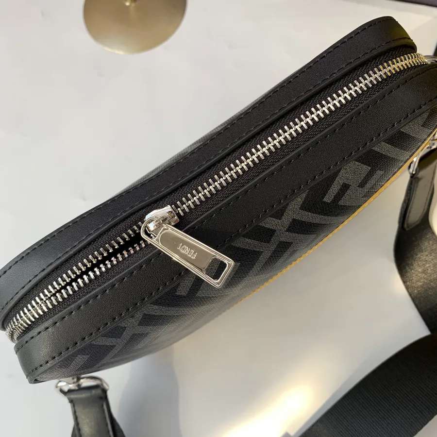 F7M0286 Black and Gold Compact Crossbody Bag