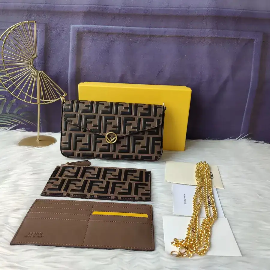 Fendi Coffee Brown Mini Tote with Geometric Flip Closure