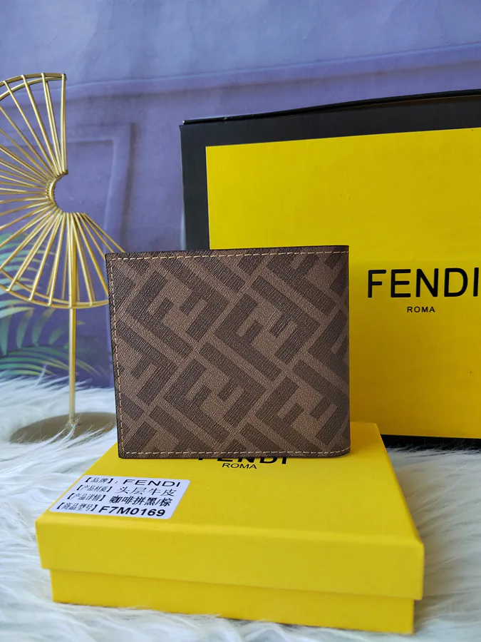 FF Men's Leather Wallet with 8 Card Slots and 2 Check Pockets