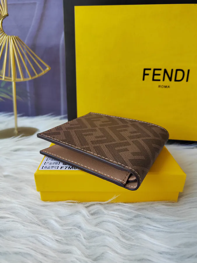 FF Men's Leather Wallet with 8 Card Slots and 2 Check Pockets