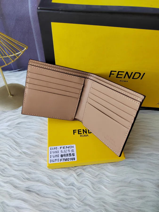 FF Men's Leather Wallet with 8 Card Slots and 2 Check Pockets