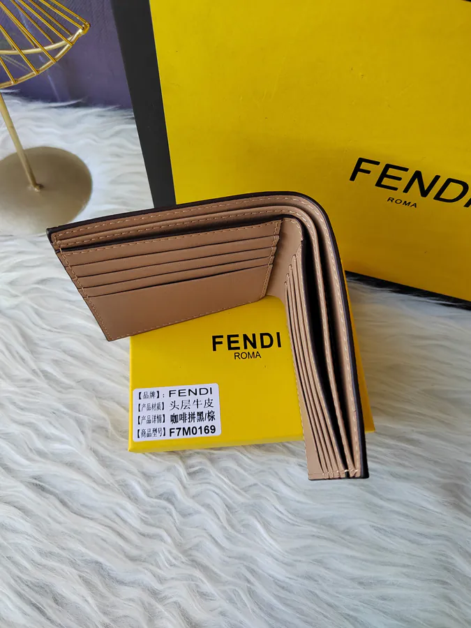 FF Men's Leather Wallet with 8 Card Slots and 2 Check Pockets
