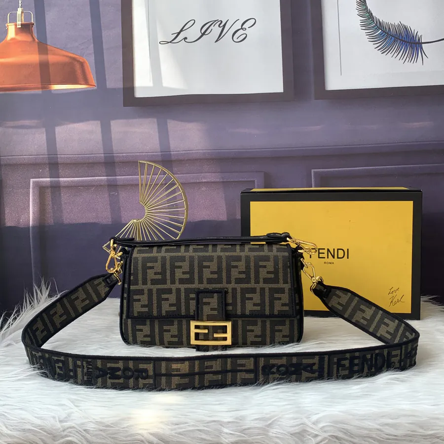 Fendi Baguette Medium Handbag with Flip Closure