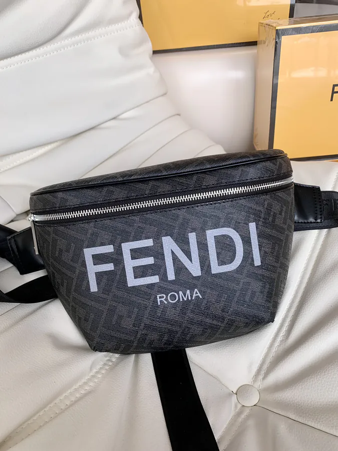 Fendi Black Grained Calfskin Bucket Bag