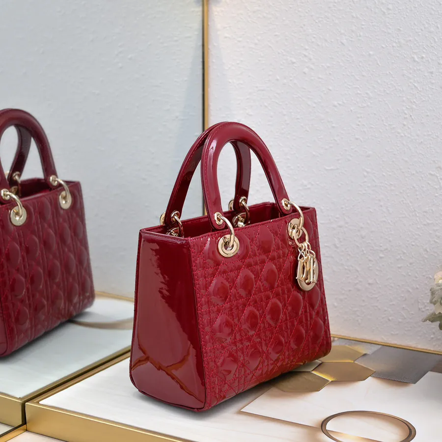My Lady 200 Five Panel Lacquered Calfskin Crossbody Bag