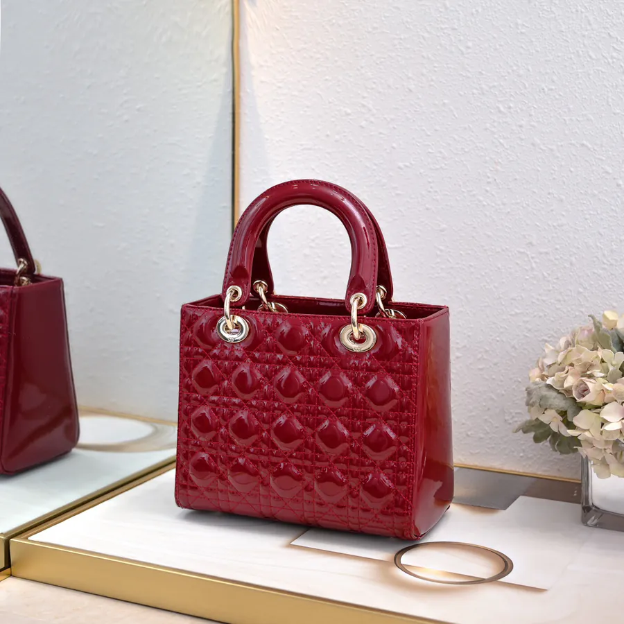 My Lady 200 Five Panel Lacquered Calfskin Crossbody Bag