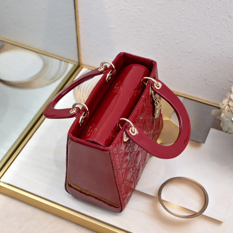 My Lady 200 Five Panel Lacquered Calfskin Crossbody Bag