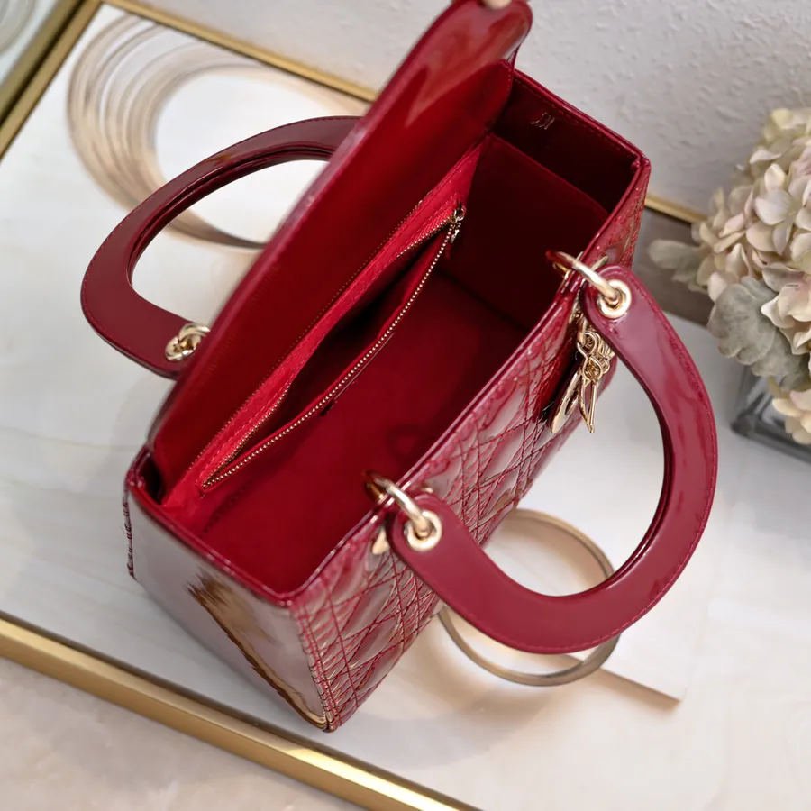 My Lady 200 Five Panel Lacquered Calfskin Crossbody Bag