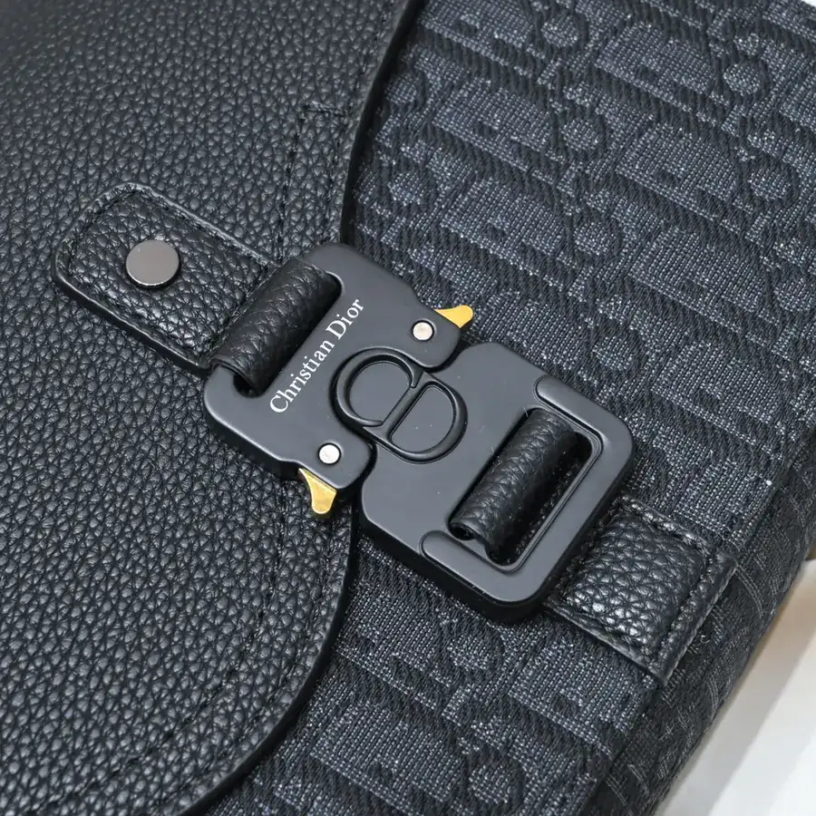 Mini Saddle Messenger Bag in Black Grained Calfskin