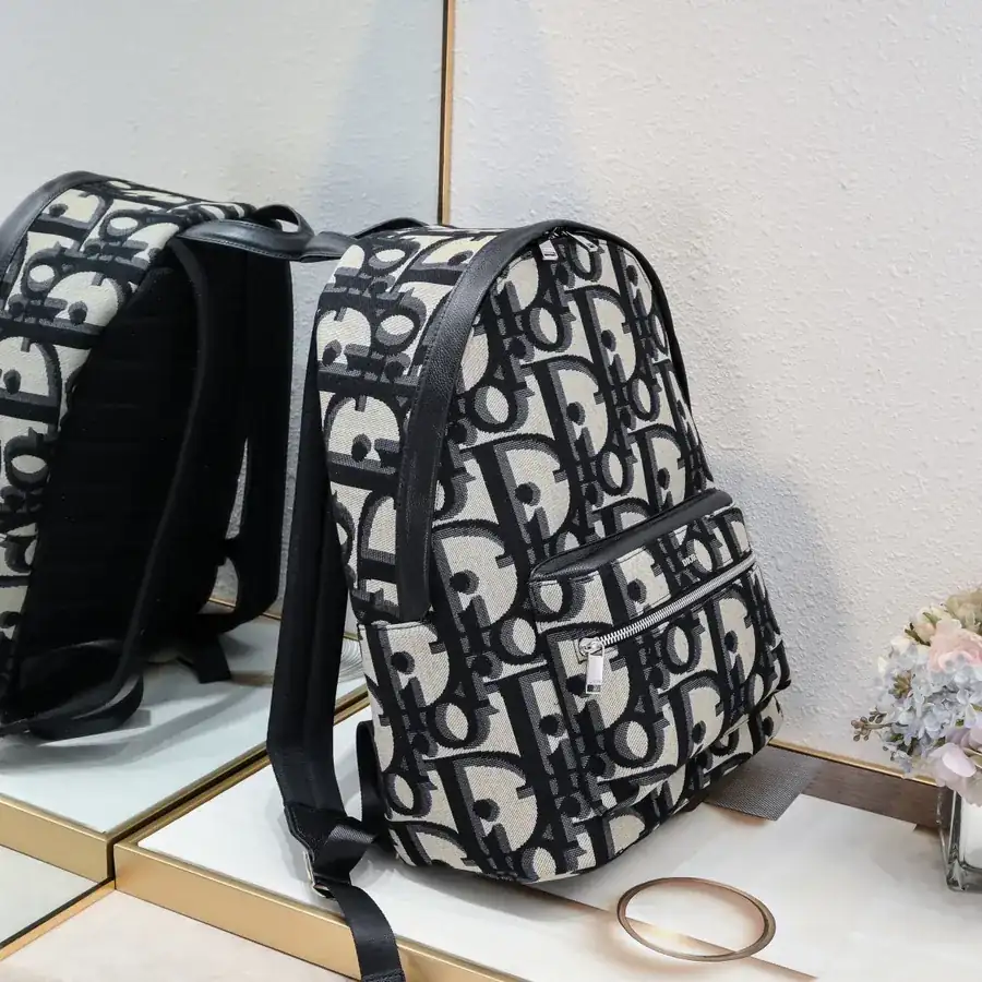 Dior Rider Backpack Classic College Style with Grained Calfskin Details