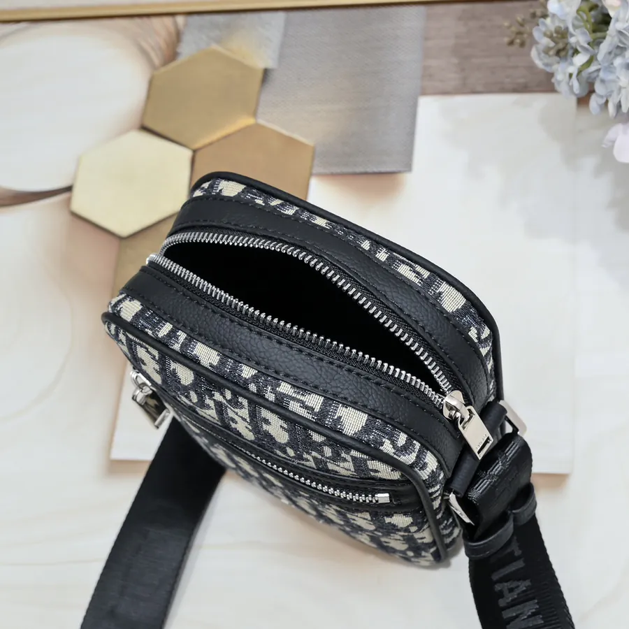 D Home Upgraded Messenger Bag Premium Leather and Oblique Print Design