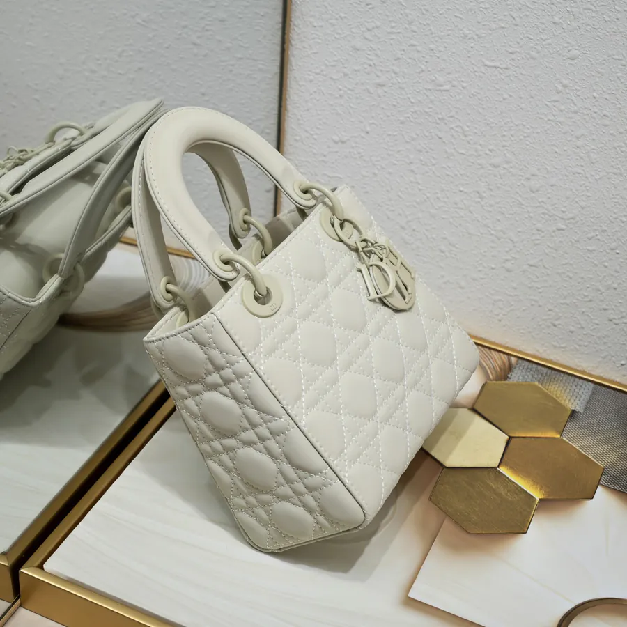 Di0r Ultra Matte Calfskin Tote with Gold Chain Handles