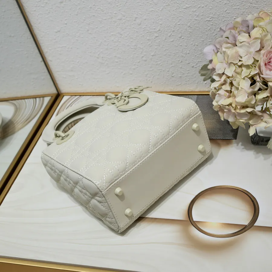 Di0r Ultra Matte Calfskin Tote with Gold Chain Handles