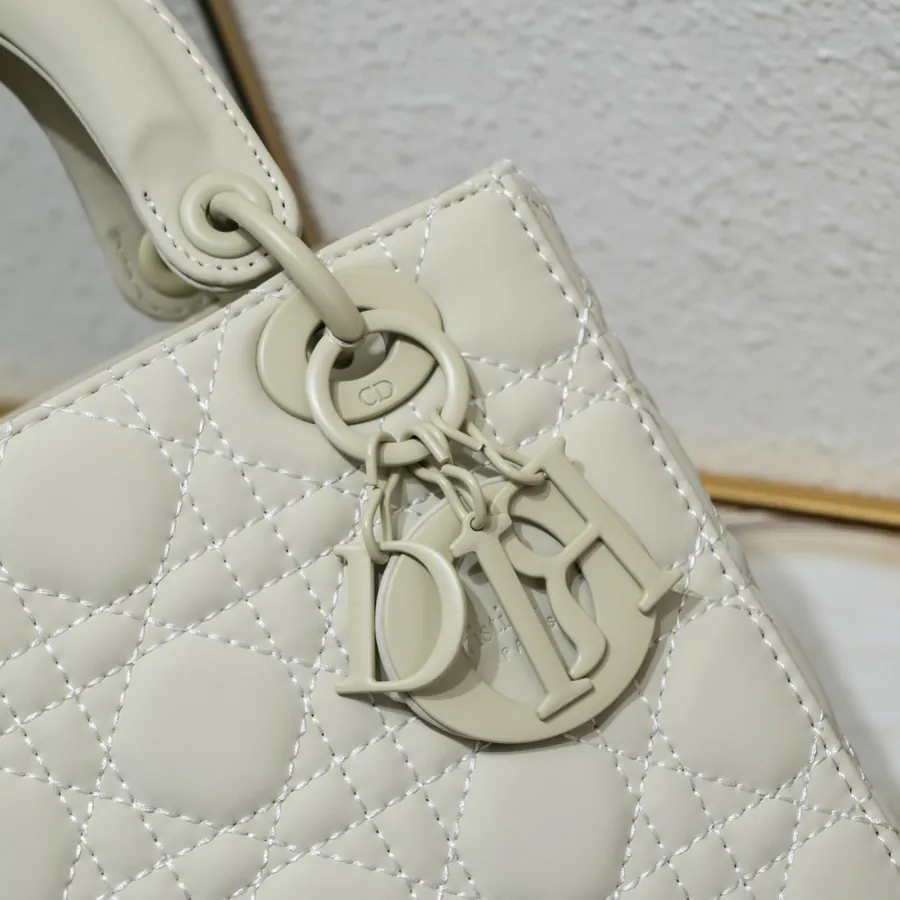 Di0r Ultra Matte Calfskin Tote with Gold Chain Handles