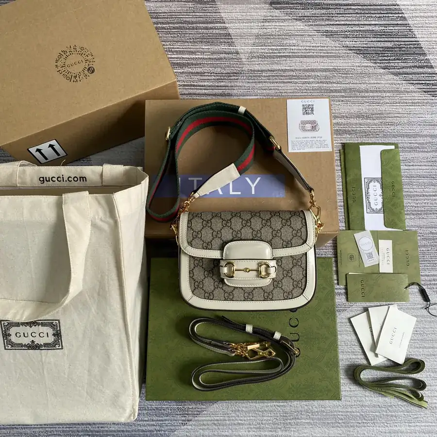 Gucci Bucket Bag with Full Set Packaging, Coffee White