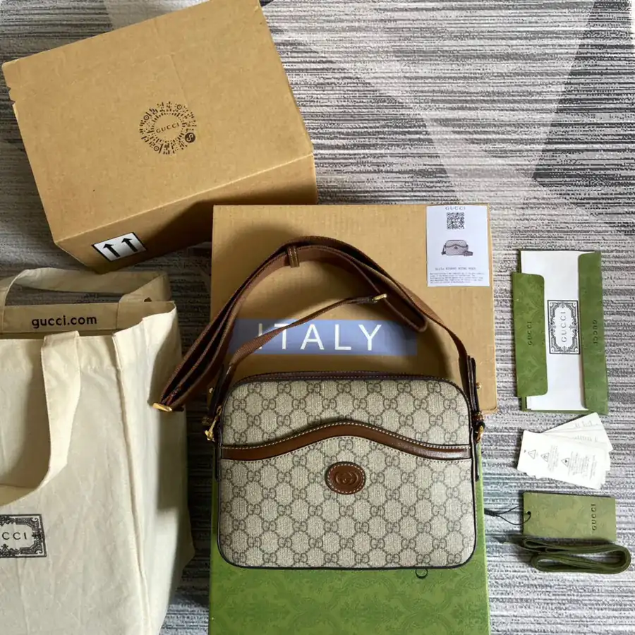 Gucci Coffee Brown Bucket Bag with Original Packaging