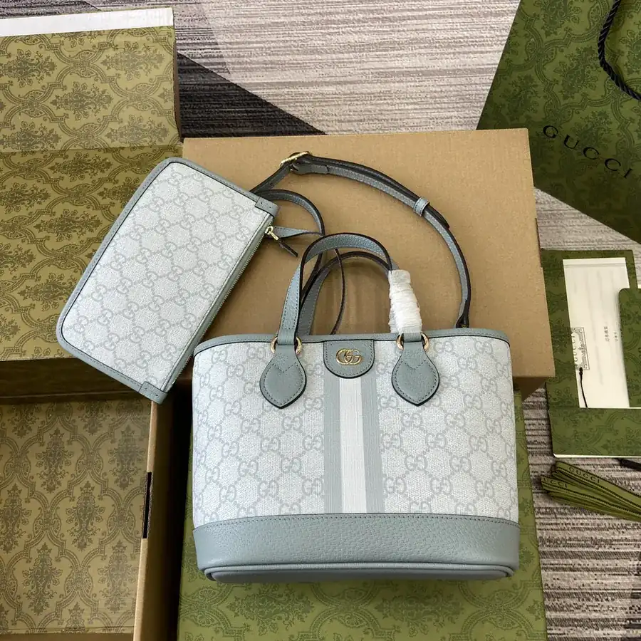 Gucci Bucket Bag Gray Blue, 22x18x10cm