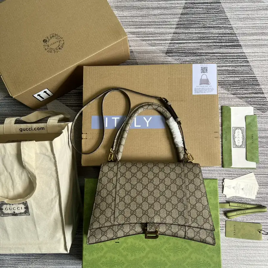 Gucci New Arrival Coffee Leather Handbag with Complete Packaging