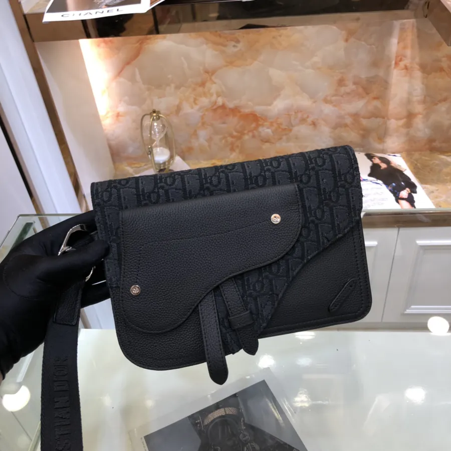 New Style Saddle Bag Grained Calfskin, Oblique Print, Versatile