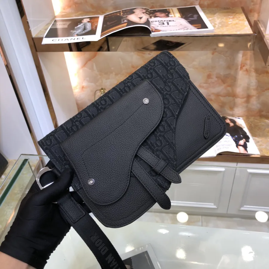 New Style Saddle Bag Grained Calfskin, Oblique Print, Versatile
