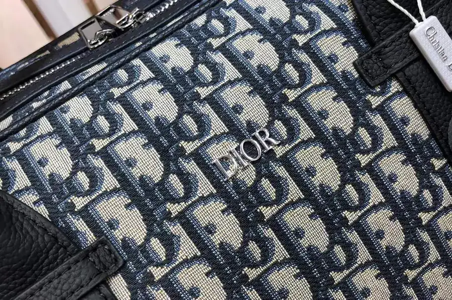 Dior Travel Bag Latest Design, Black Grained Calfskin, Oblique Pattern, Sleek and Stylish