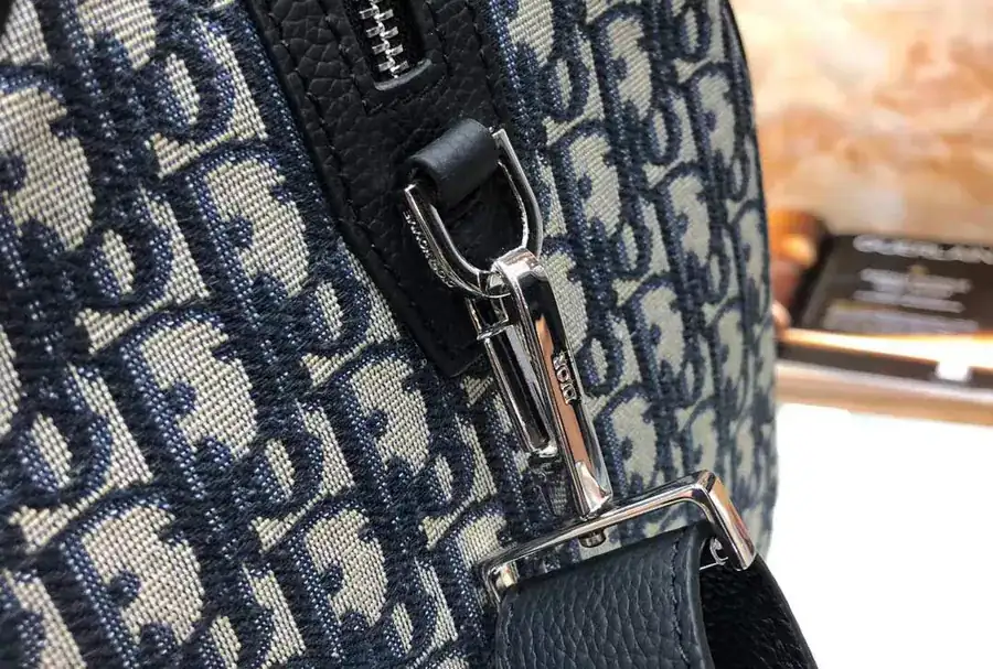 Dior Travel Bag Latest Design, Black Grained Calfskin, Oblique Pattern, Sleek and Stylish