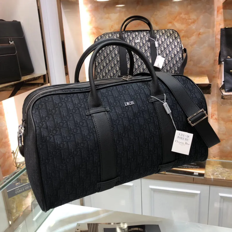 Dior Travel Bag Latest Design, Official Replica Quality, Black Grained Calfskin