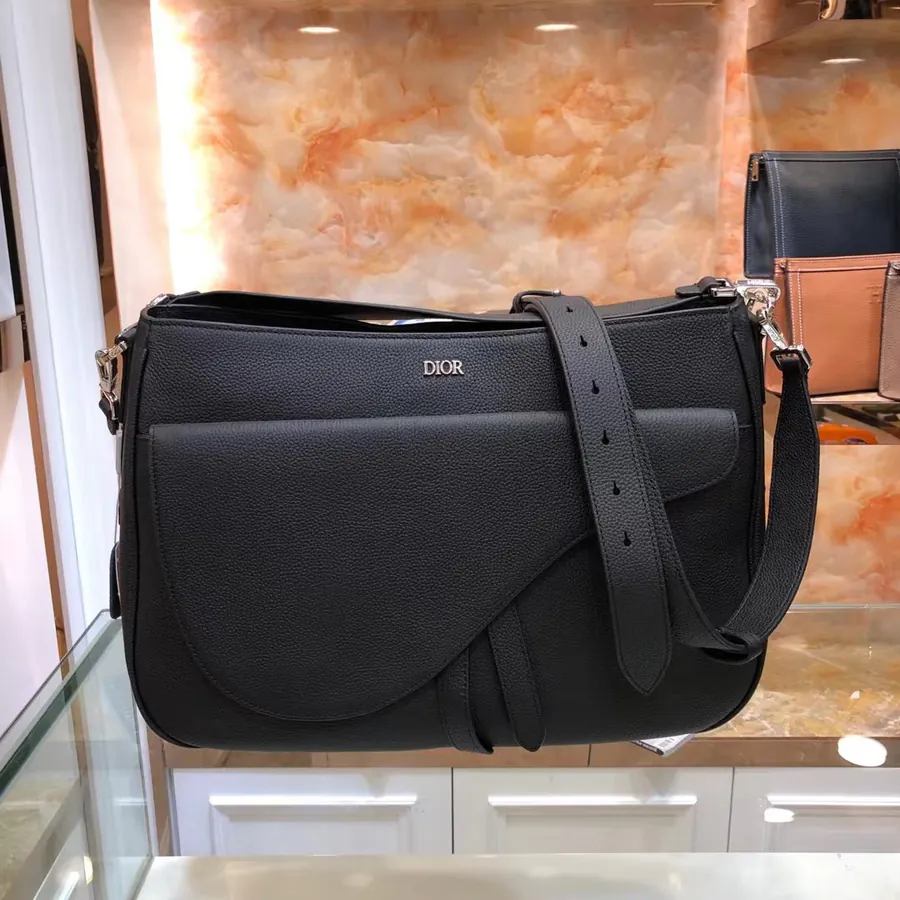Dior New Saddle Crossbody Bag Premium Full Leather, Black Grained Calfskin