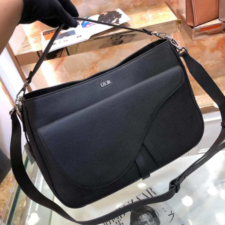 Dior New Saddle Crossbody Bag Premium Full Leather, Black Grained Calfskin