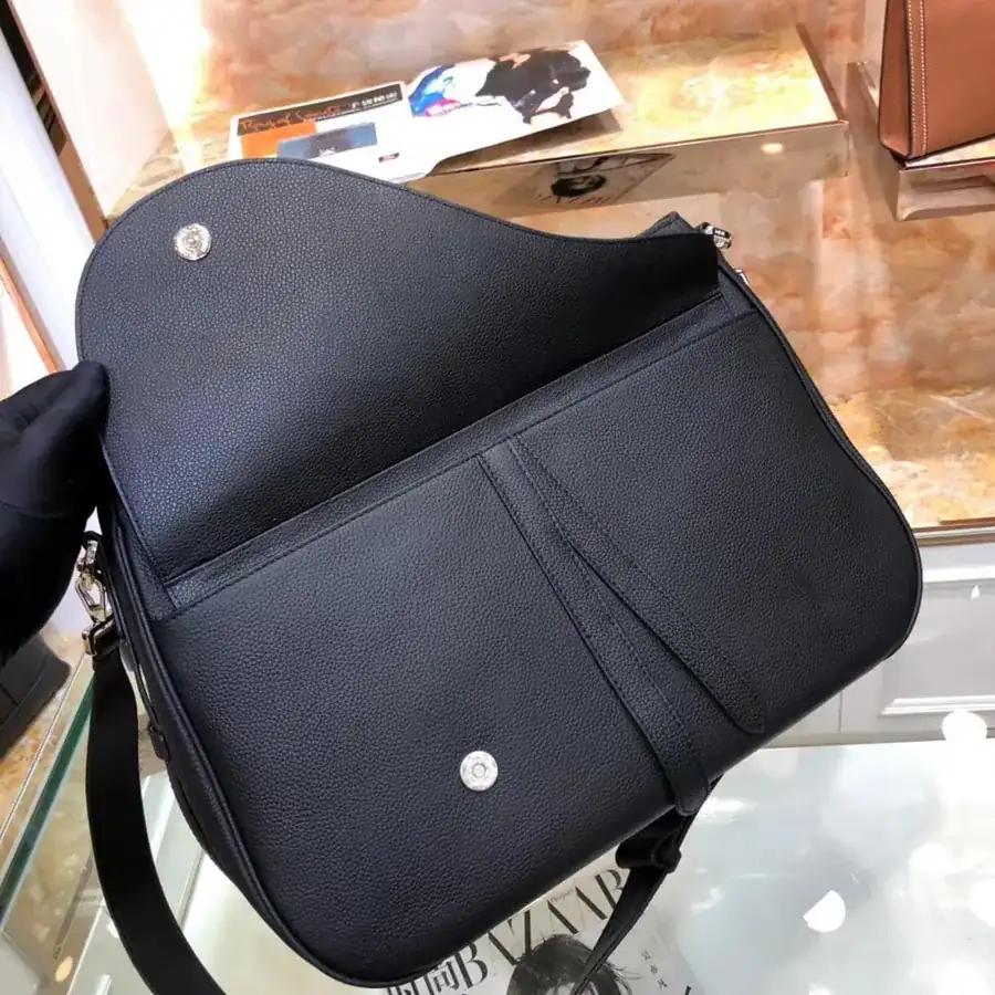 Dior New Saddle Crossbody Bag Premium Full Leather, Black Grained Calfskin