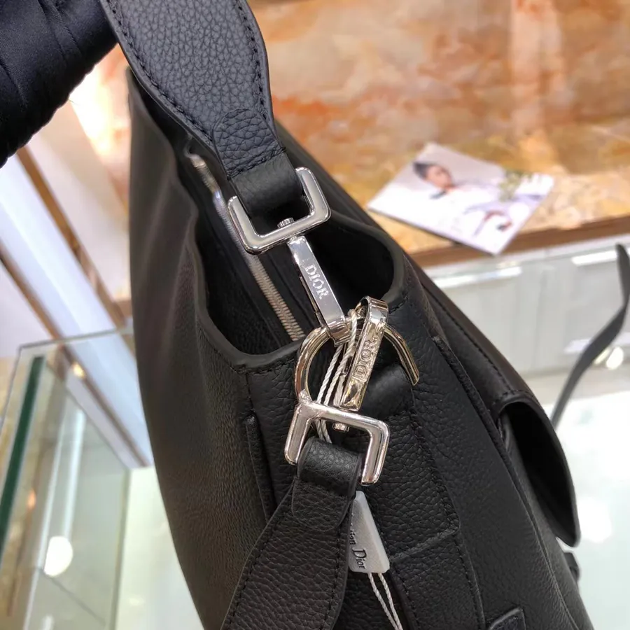 Dior New Saddle Crossbody Bag Premium Full Leather, Black Grained Calfskin