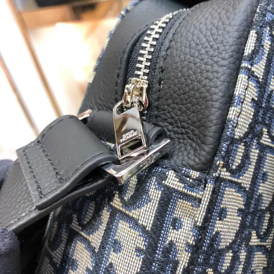 Dior New Postman Bag Black Grained Calfskin with Oblique Pattern
