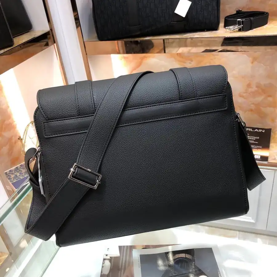 Dior Latest Mail Bag Black Oblique Pattern, Grained Calfskin