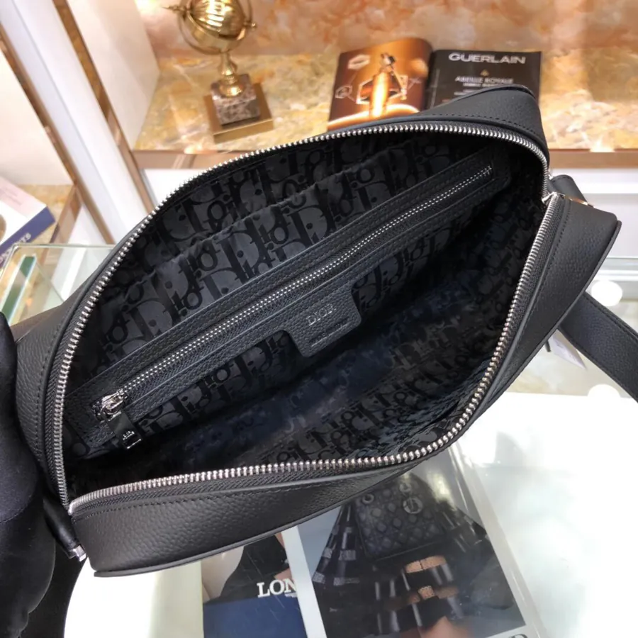 Dior Latest Mail Bag Black Oblique Pattern, Grained Calfskin