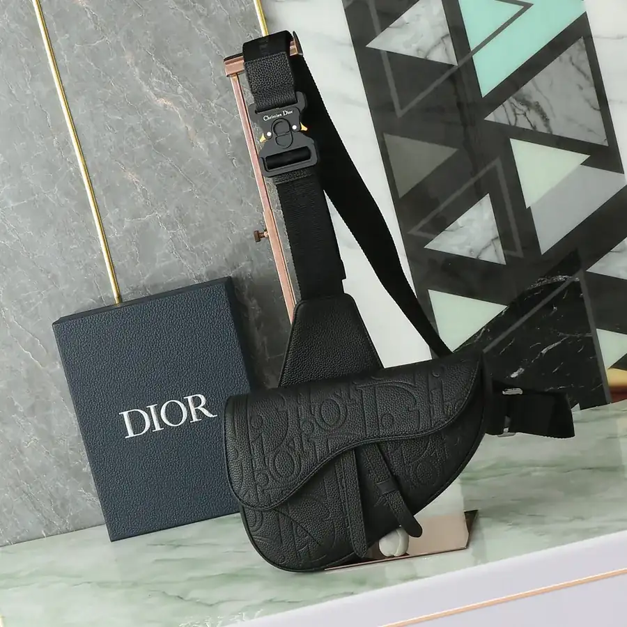 Gravity Print Leather and Grained Calfskin Saddle Bag