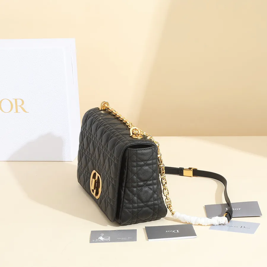 Caro Handbag Large Size, Grained Calfskin