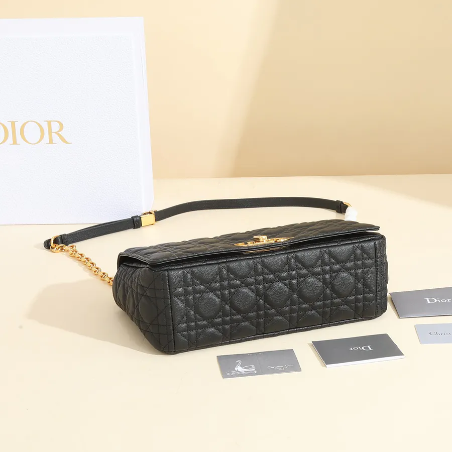 Caro Handbag Large Size, Grained Calfskin