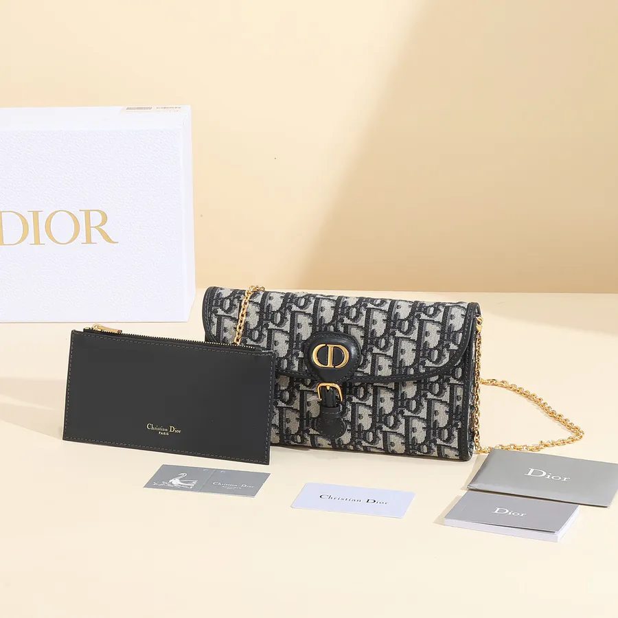 Dior Bobby East West Chain Handbag with Blue Oblique Print