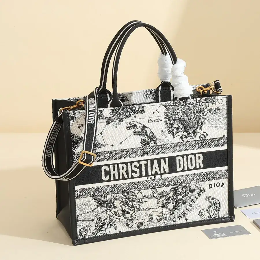Book Tote Medium White Star Print Handbag