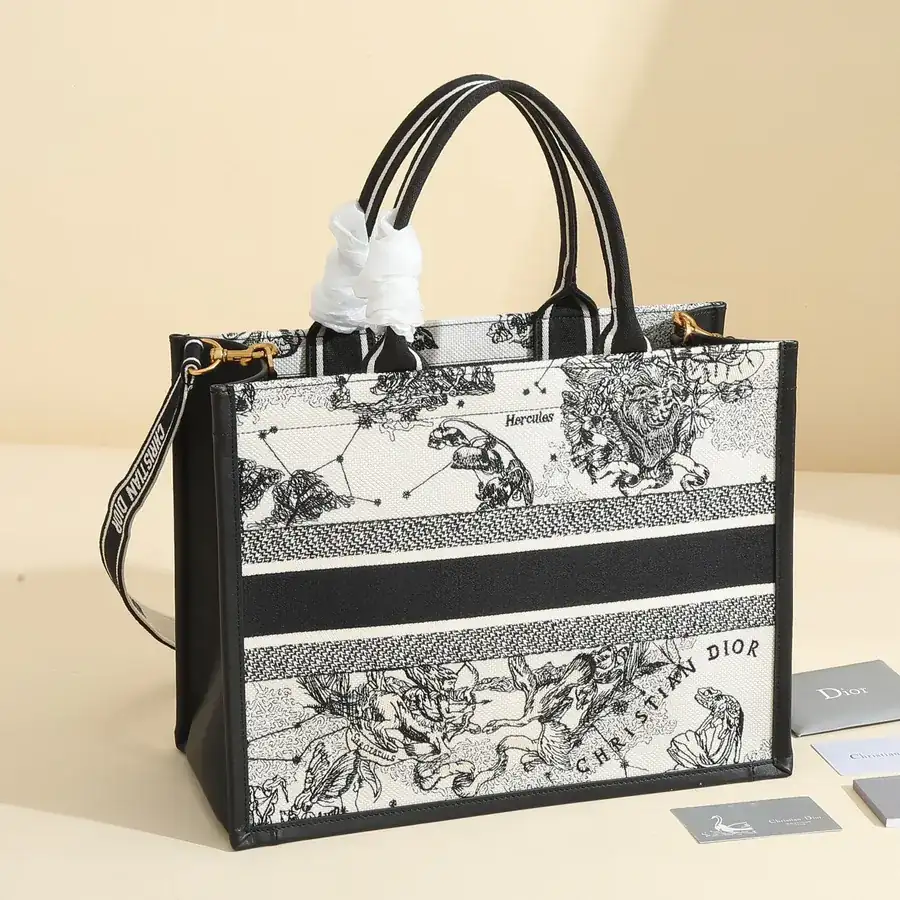 Book Tote Medium White Star Print Handbag