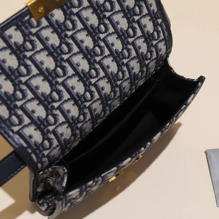 30 Montaigne Handbag with Blue Oblique Print, Mini Size