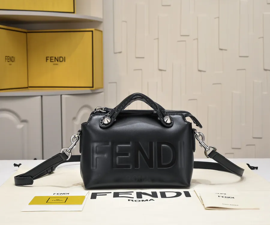 FENDI Boston Tote Minimalist Embroidered Letter Design