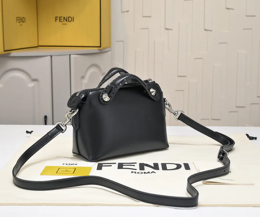 FENDI Boston Tote Minimalist Embroidered Letter Design