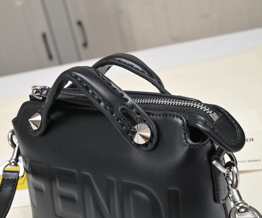 FENDI Boston Tote Minimalist Embroidered Letter Design