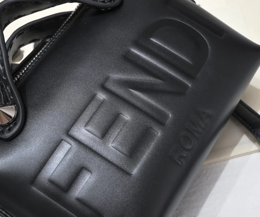 FENDI Boston Tote Minimalist Embroidered Letter Design