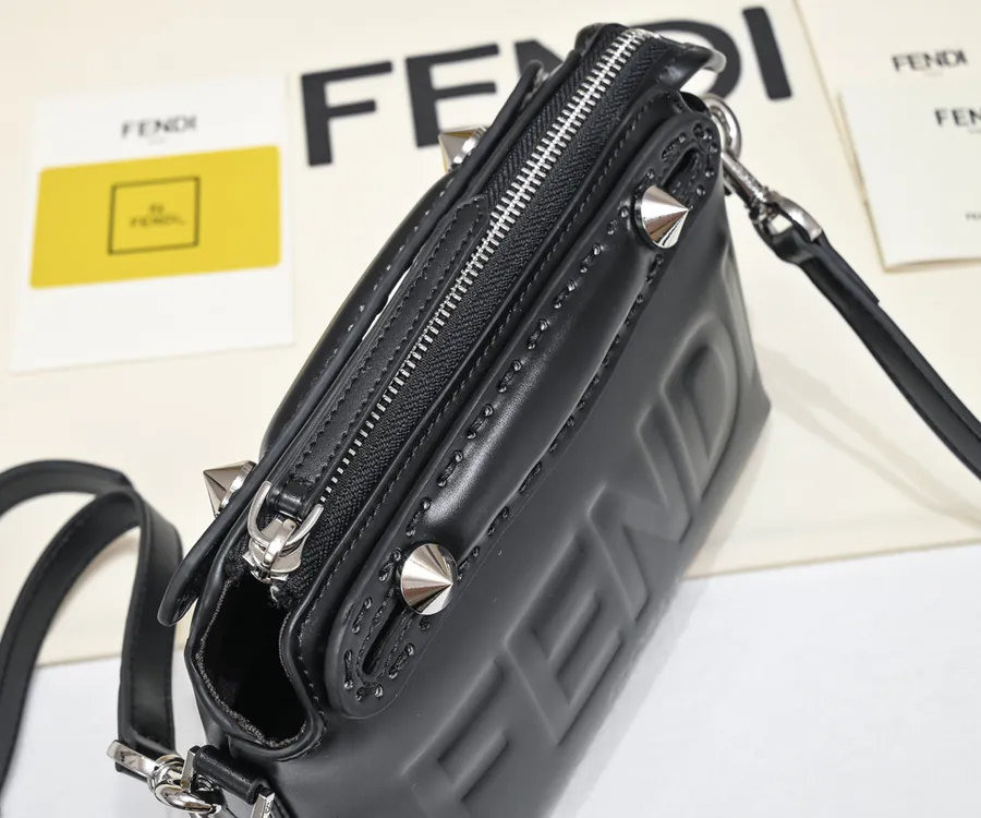 FENDI Boston Tote Minimalist Embroidered Letter Design