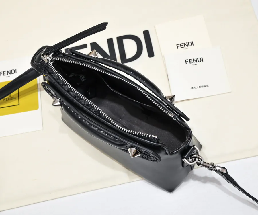 FENDI Boston Tote Minimalist Embroidered Letter Design