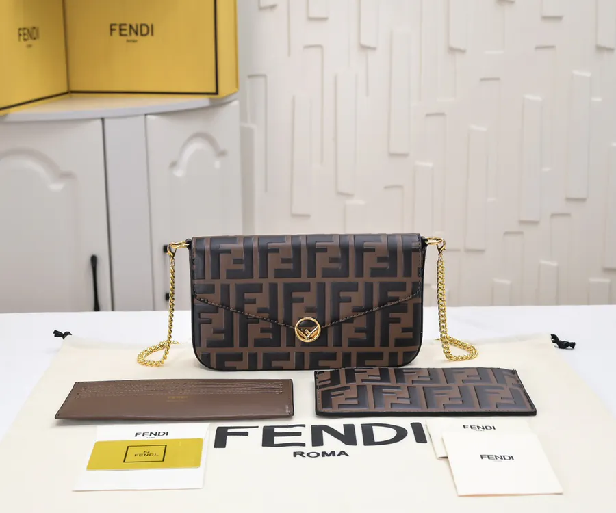 Fendi Mini Geometric Flip Cover Handbag with Clasp Closure